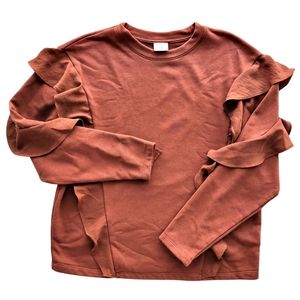A NEW DAY Medium Rust Ruffled Sweatshirt